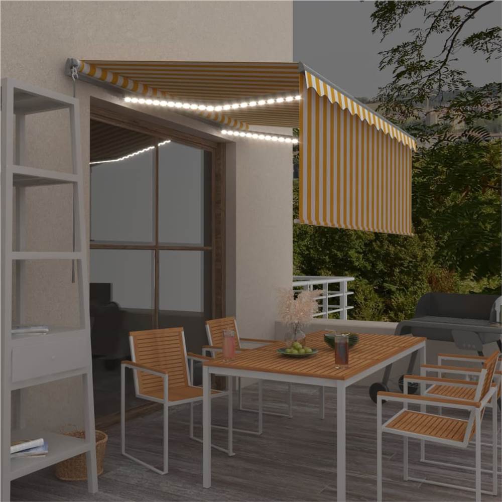 

Manual Retractable Awning with Blind&LED 3x2.5m Yellow&White