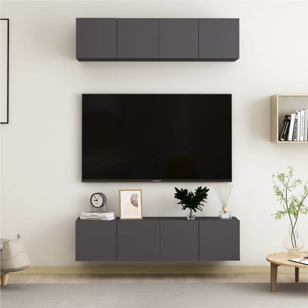 

TV Cabinets 4 pcs Grey 60x30x30 cm Chipboard