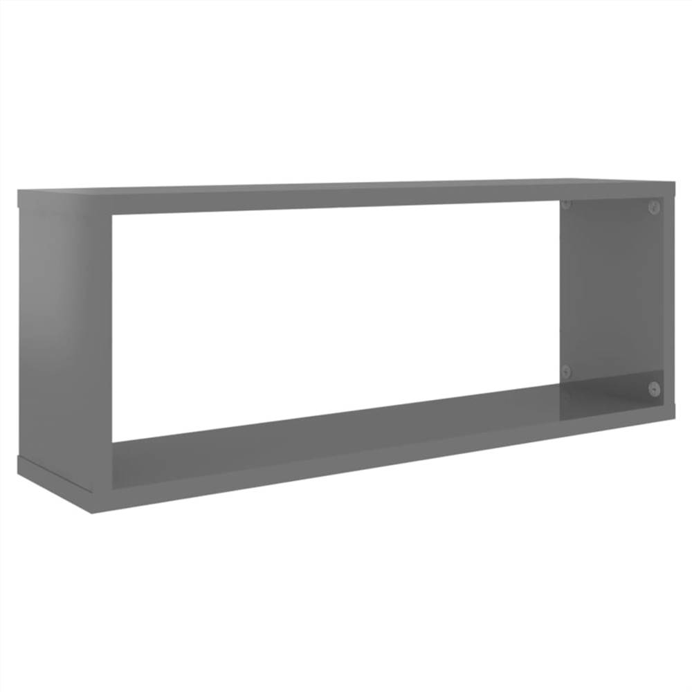 Wall Cube Shelves 4 pcs High Gloss Grey 60x15x23 cm Chipboard