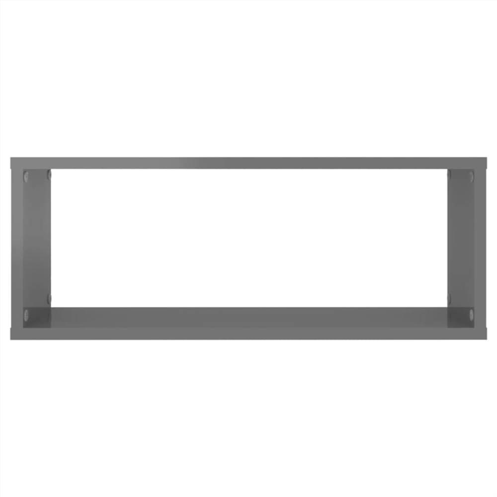 Wall Cube Shelves 4 pcs High Gloss Grey 60x15x23 cm Chipboard