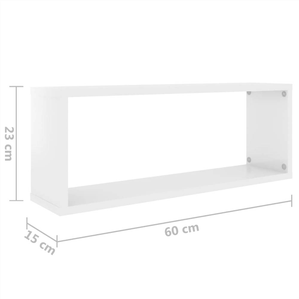 Wall Cube Shelves 4 pcs High Gloss White 60x15x23 cm Chipboard