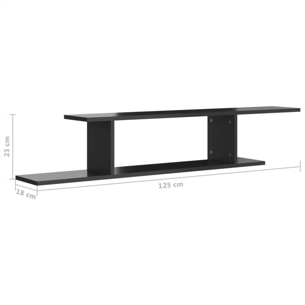 Wall-Mounted TV Shelf High Gloss Black 125x18x23 cm Chipboard