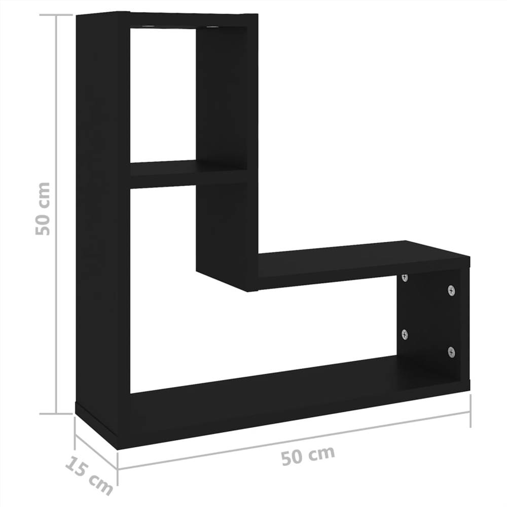Wall Shelves 2 pcs Black 50x15x50 cm Chipboard