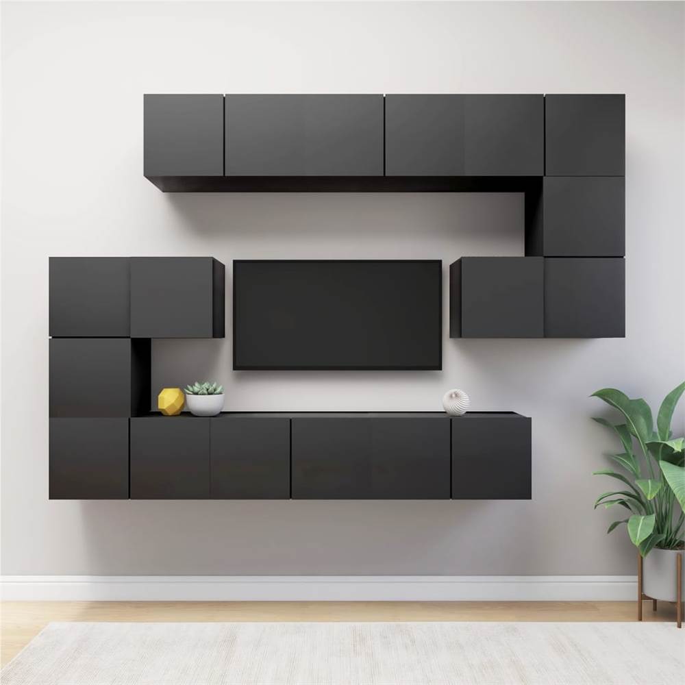 

10 Piece TV Cabinet Set Grey Chipboard