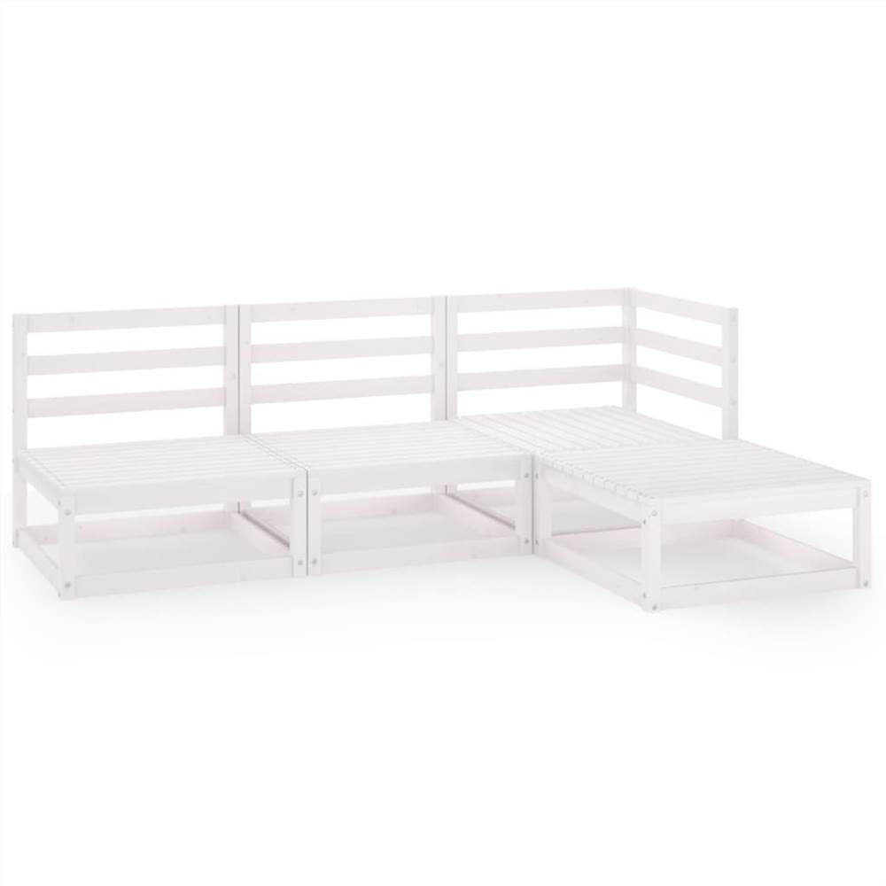 

4 Piece Garden Lounge Set White Solid Pinewood