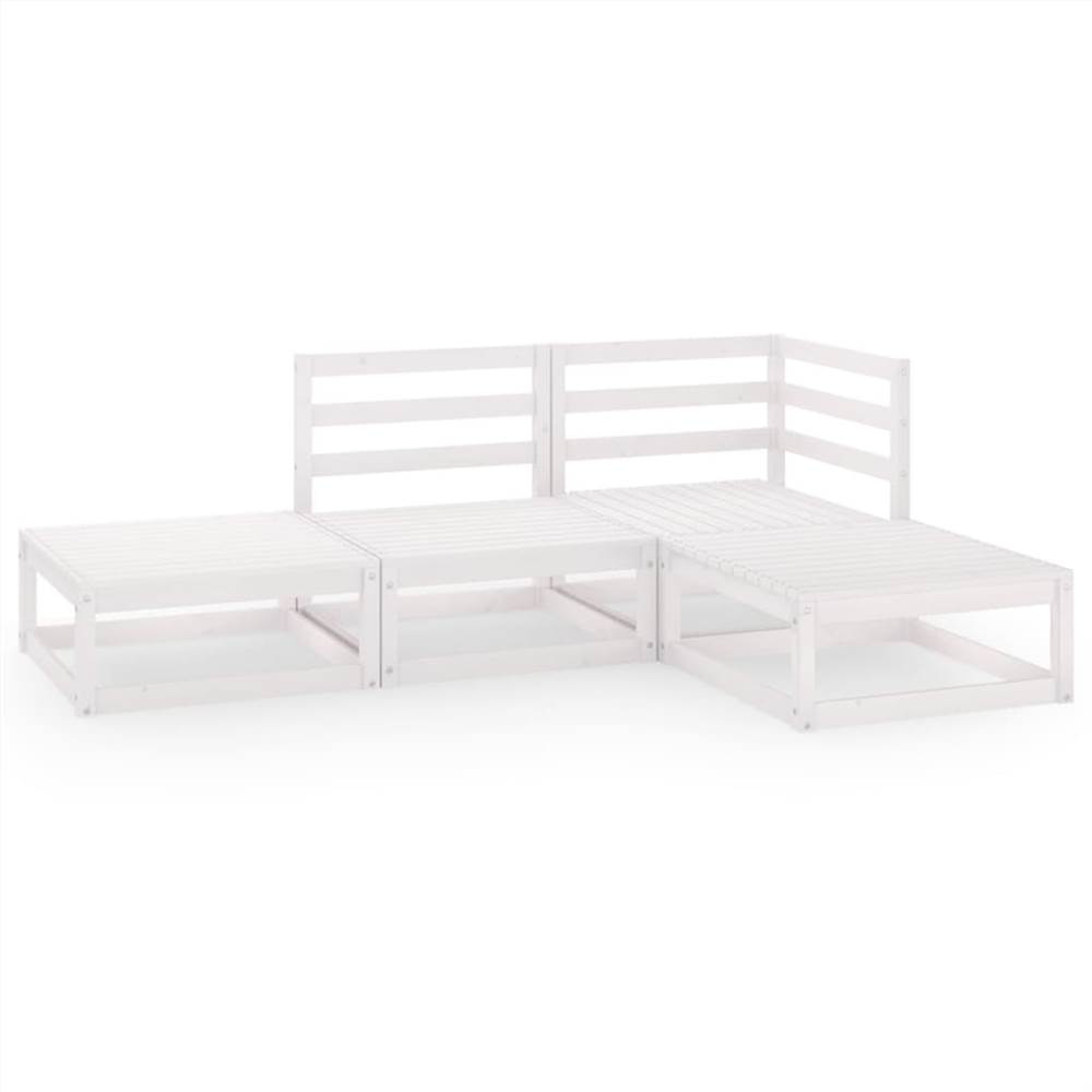 

4 Piece Garden Lounge Set White Solid Pinewood