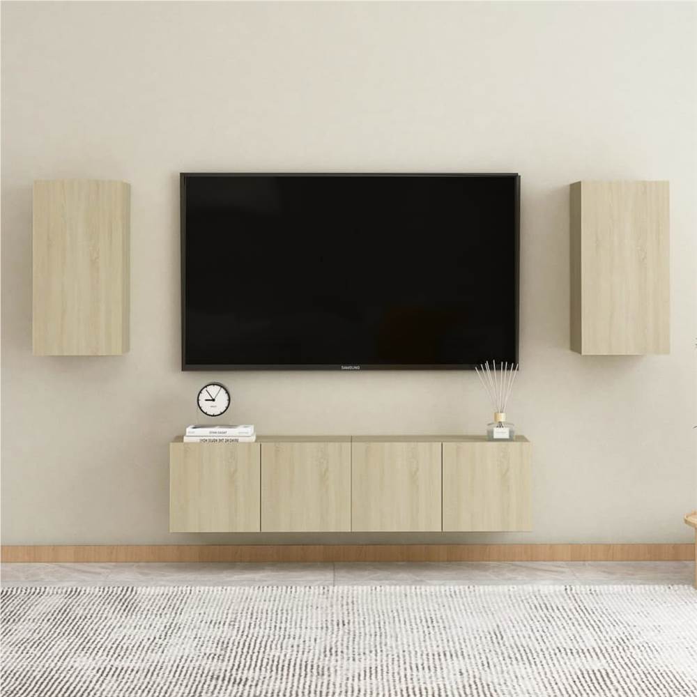 

4 Piece TV Cabinet Set Sonoma Oak Chipboard