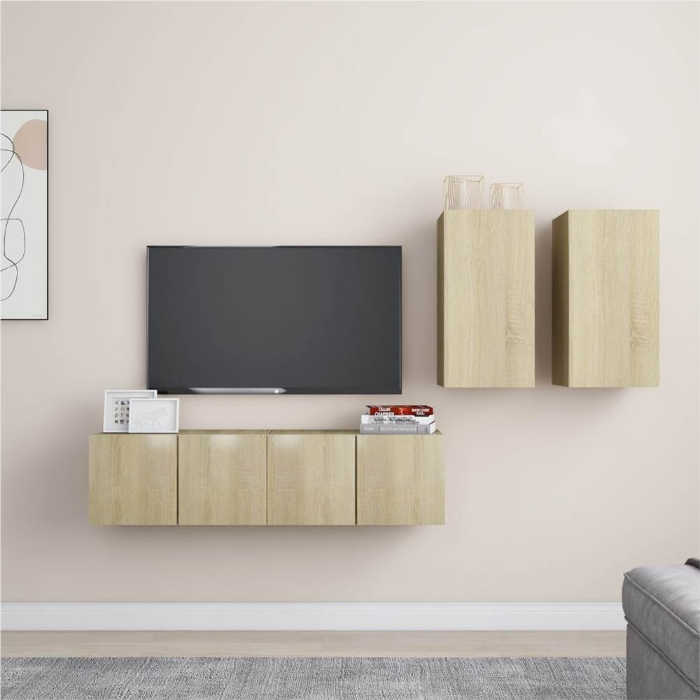 

4 Piece TV Cabinet Set Sonoma Oak Chipboard