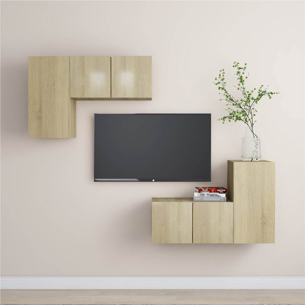

4 Piece TV Cabinet Set Sonoma Oak Chipboard
