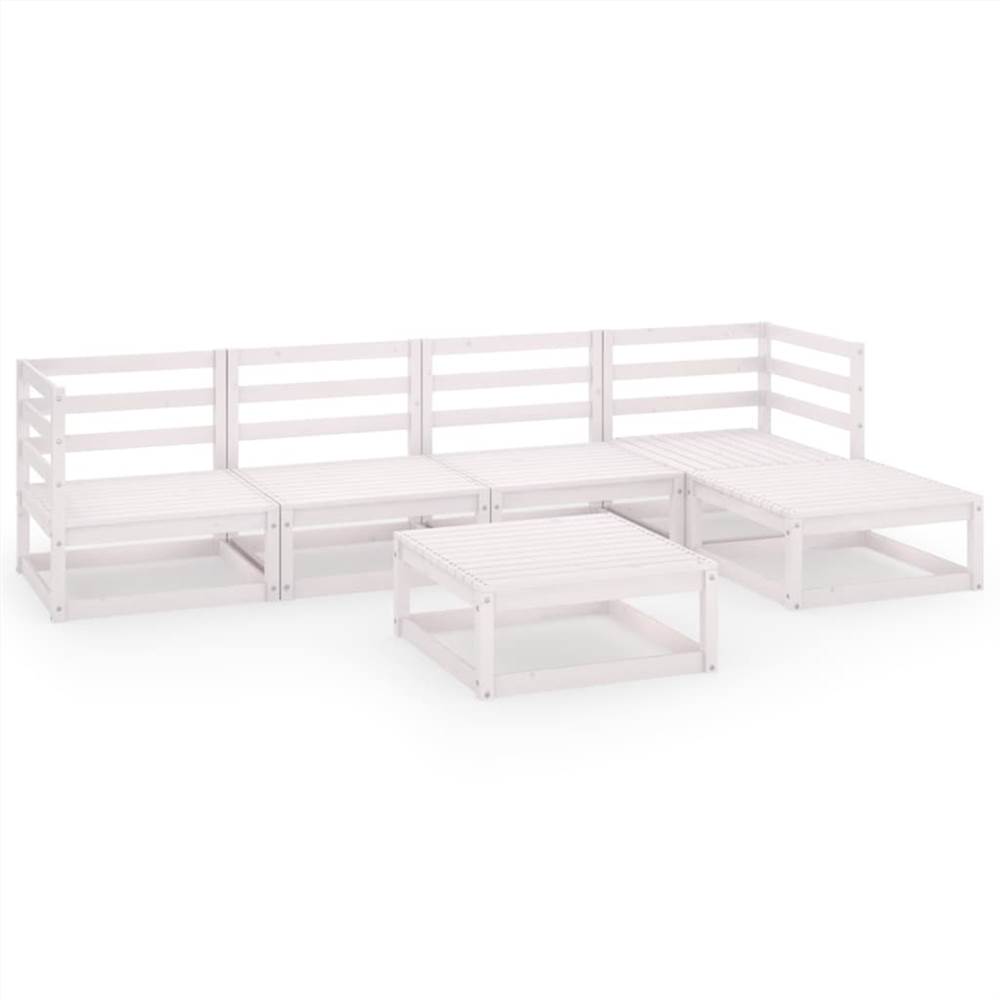

6 Piece Garden Lounge Set White Solid Pinewood