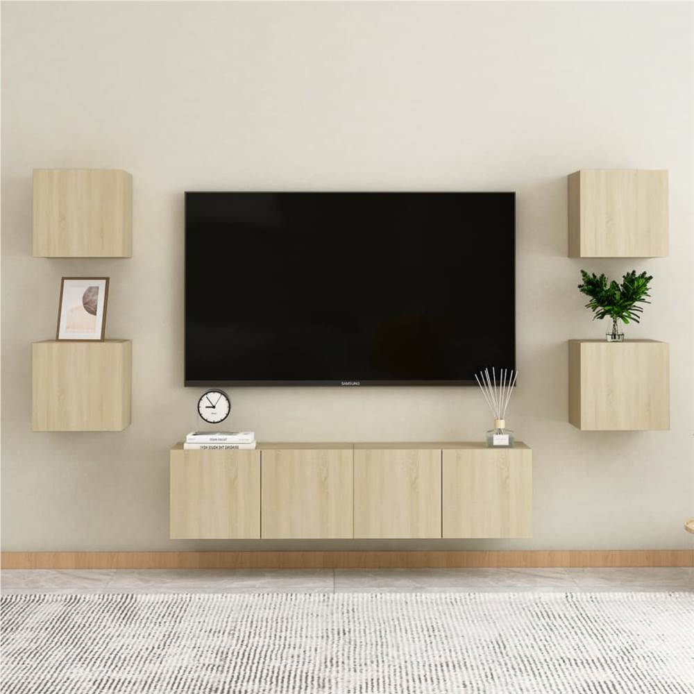 

6 Piece TV Cabinet Set Sonoma Oak Chipboard