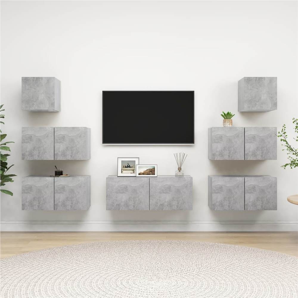 

7 Piece TV Cabinet Set Concrete Grey Chipboard