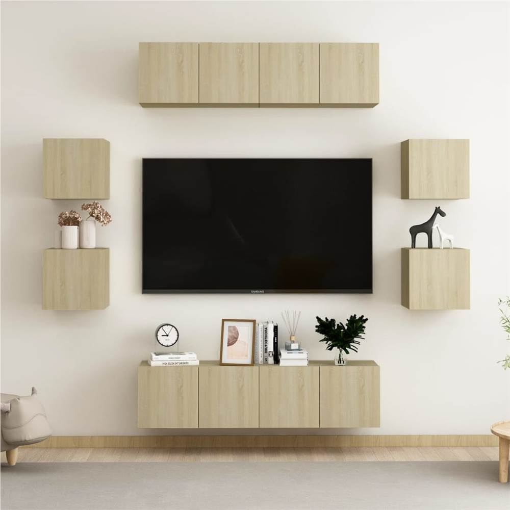 

8 Piece TV Cabinet Set Sonoma Oak Chipboard