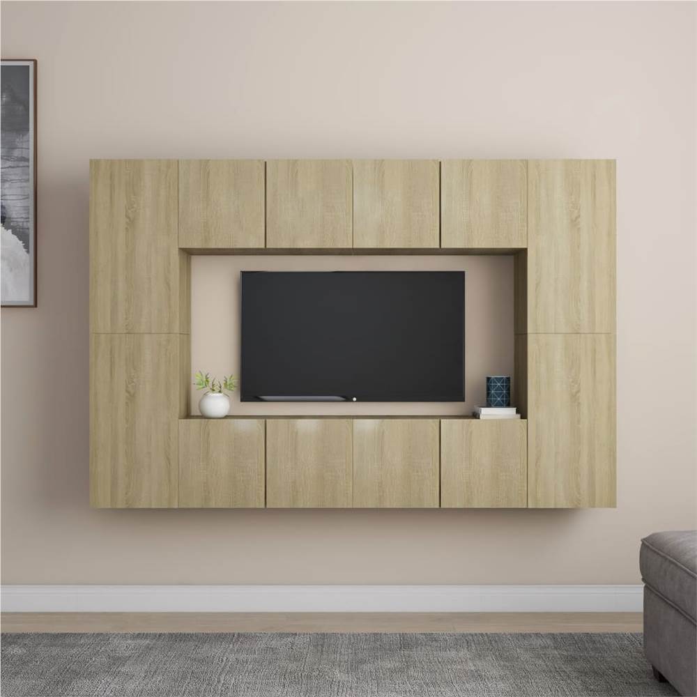 

8 Piece TV Cabinet Set Sonoma Oak Chipboard