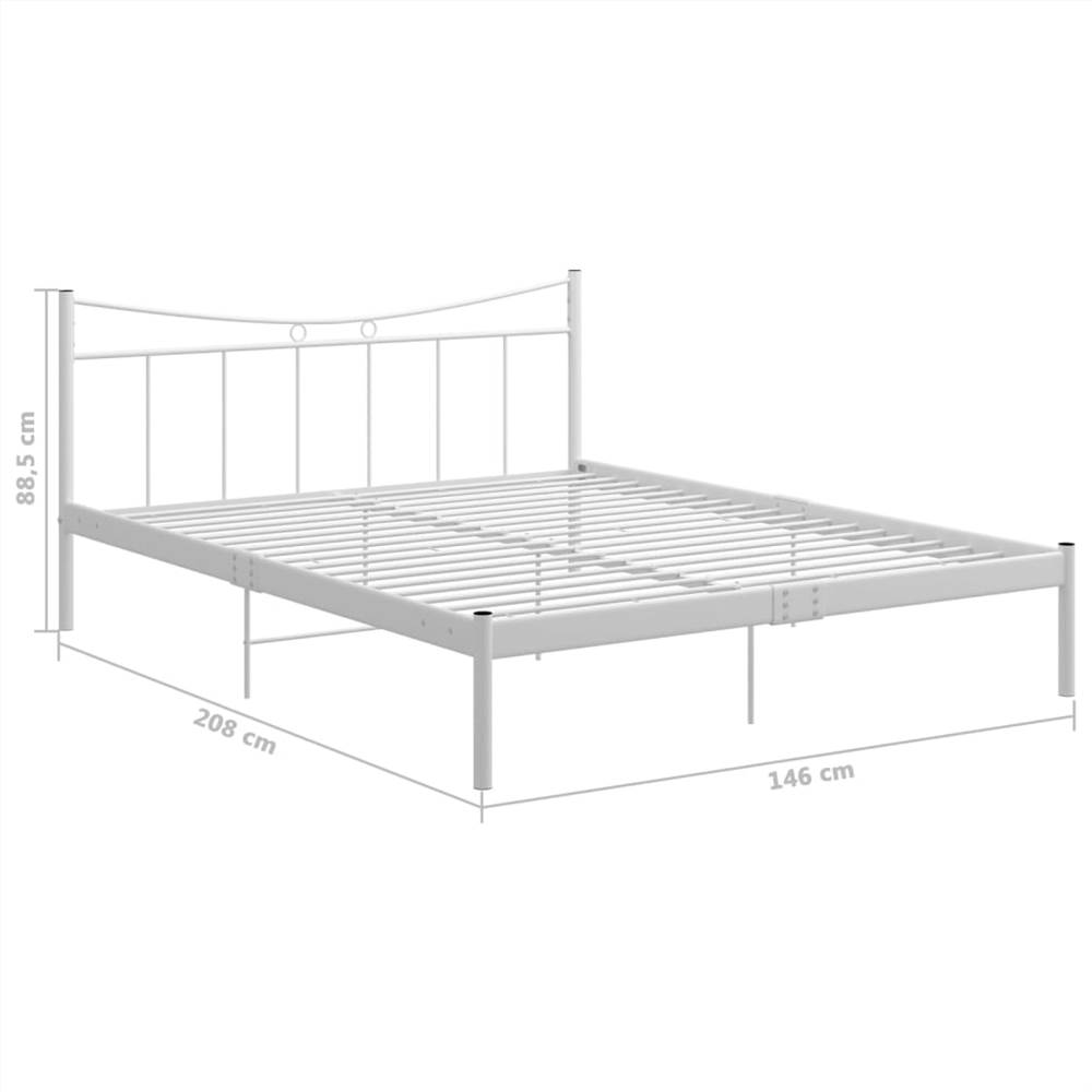 Bed Frame White Metal and Plywood 140x200 cm