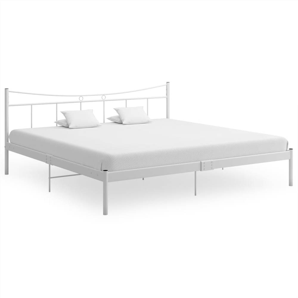 Bed Frame White Metal and Plywood 200x200 cm