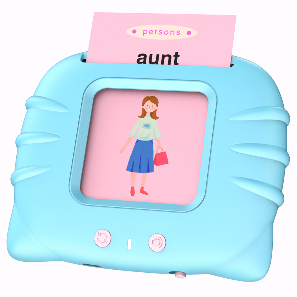 Barns tidig utbildning kortmaskin 112PCS-kort Pussel Tvåspråkig upplysningskort - Blå