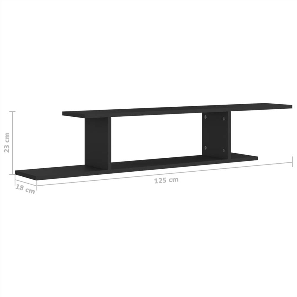Wall-Mounted TV Shelf Black 125x18x23 cm Chipboard