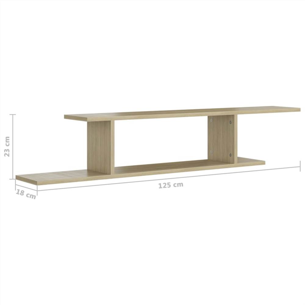 Wall-Mounted TV Shelf Sonoma Oak 125x18x23 cm Chipboard