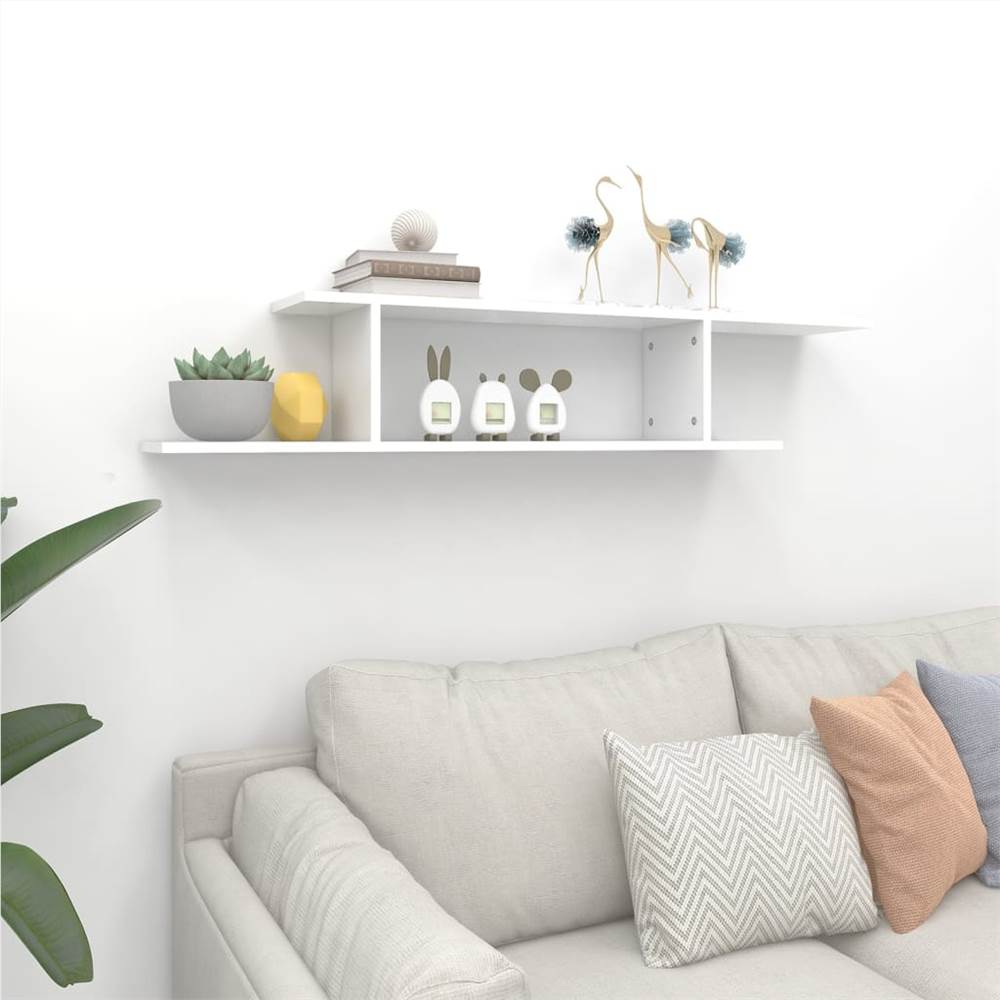 Wall-Mounted TV Shelf White 125x18x23 cm Chipboard