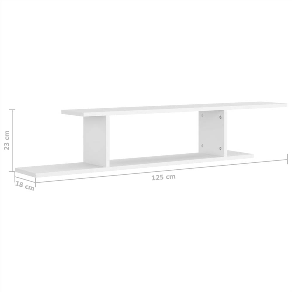Wall-Mounted TV Shelf White 125x18x23 cm Chipboard