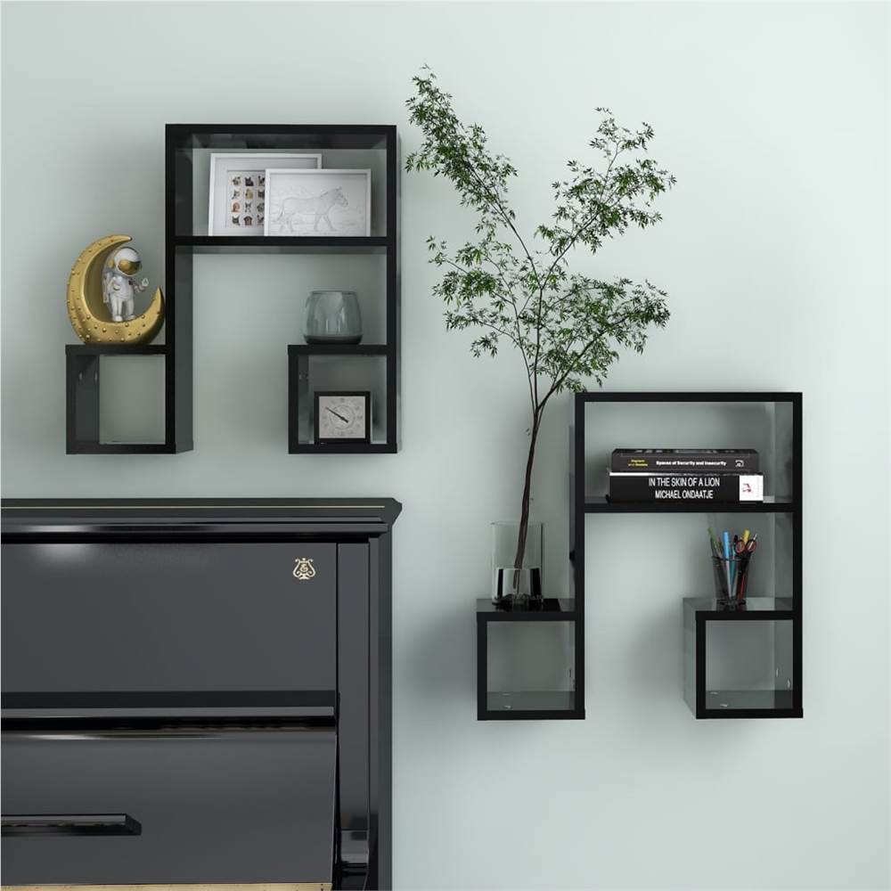 

Wall Shelves 2 pcs Black 50x15x50 cm Chipboard