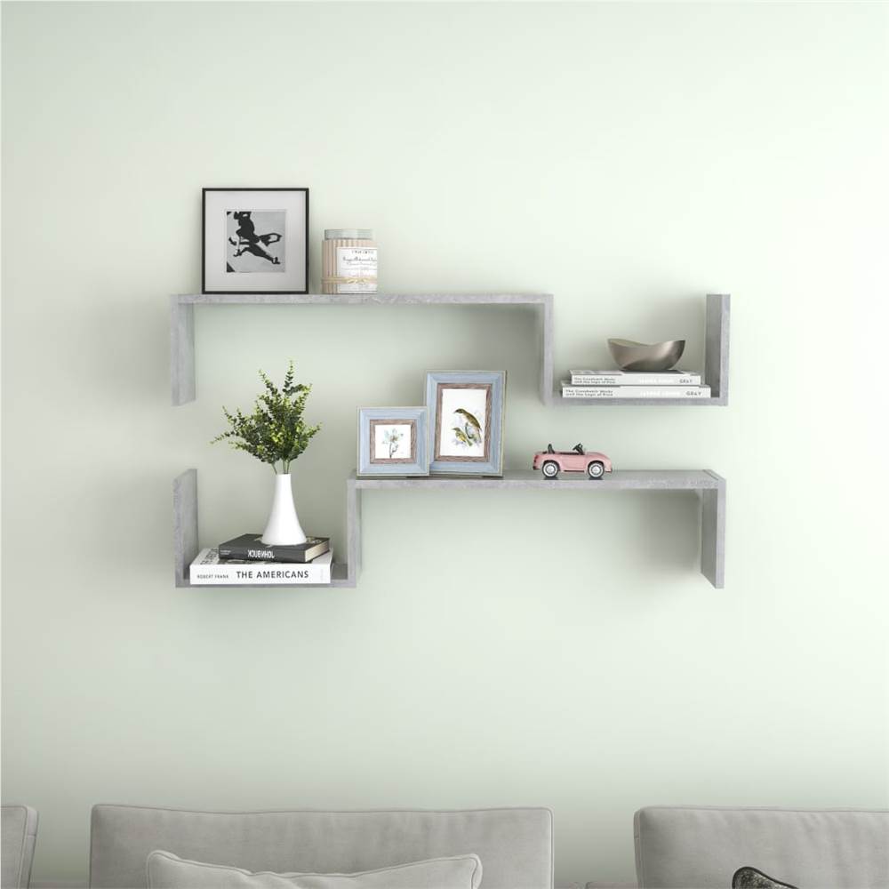 

Wall Shelves 2 pcs Concrete Grey 100x15x20 cm Chipboard
