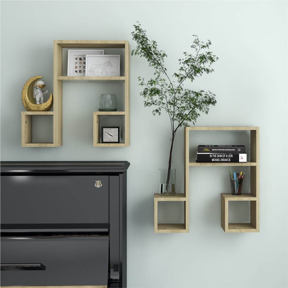 

Wall Shelves 2 pcs Sonoma Oak 50x15x50 cm Chipboard