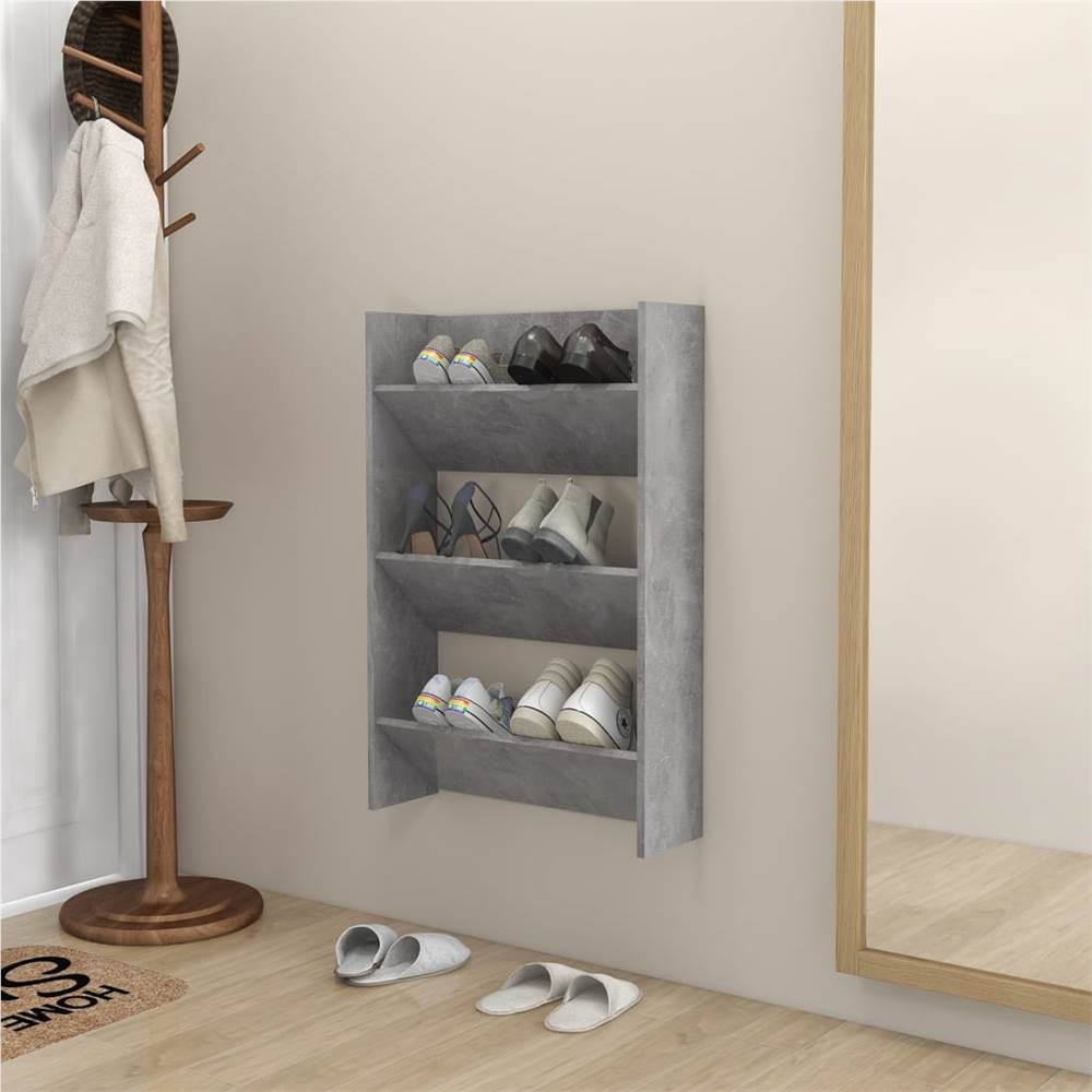 

Wall Shoe Cabinet Concrete Grey 60x18x90 cm Chipboard