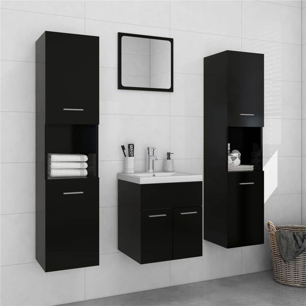 

Bathroom Furniture Set Black Chipboard