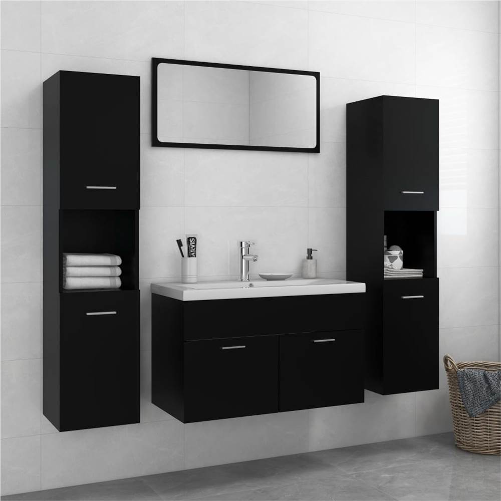 

Bathroom Furniture Set Black Chipboard