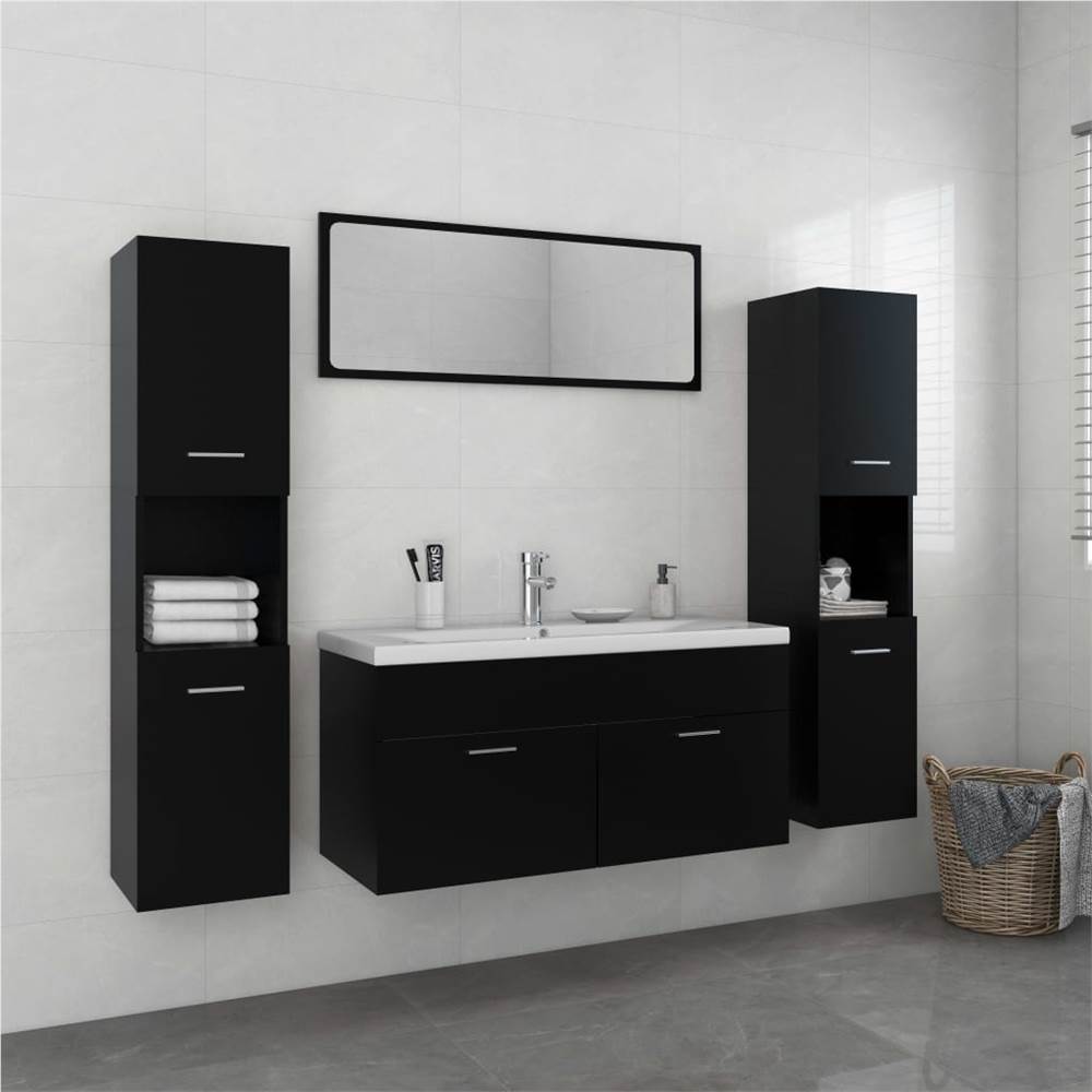 

Bathroom Furniture Set Black Chipboard