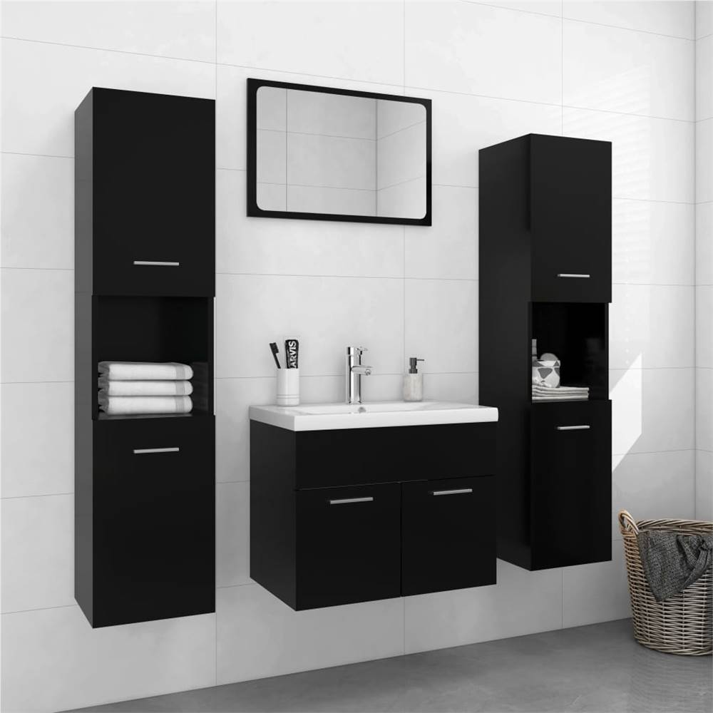 

Bathroom Furniture Set Black Chipboard