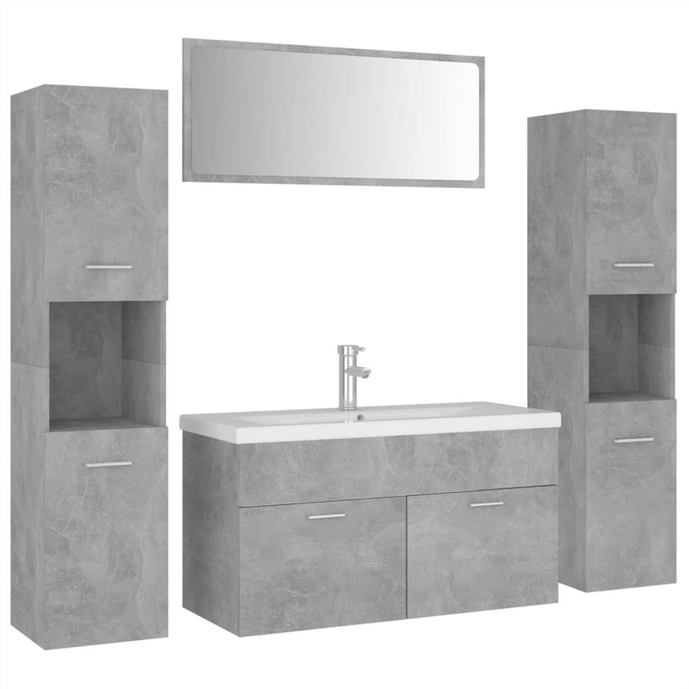 Bathroom Furniture Set Concrete Grey Chipboard