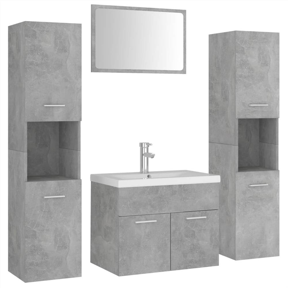 Bathroom Furniture Set Concrete Grey Chipboard
