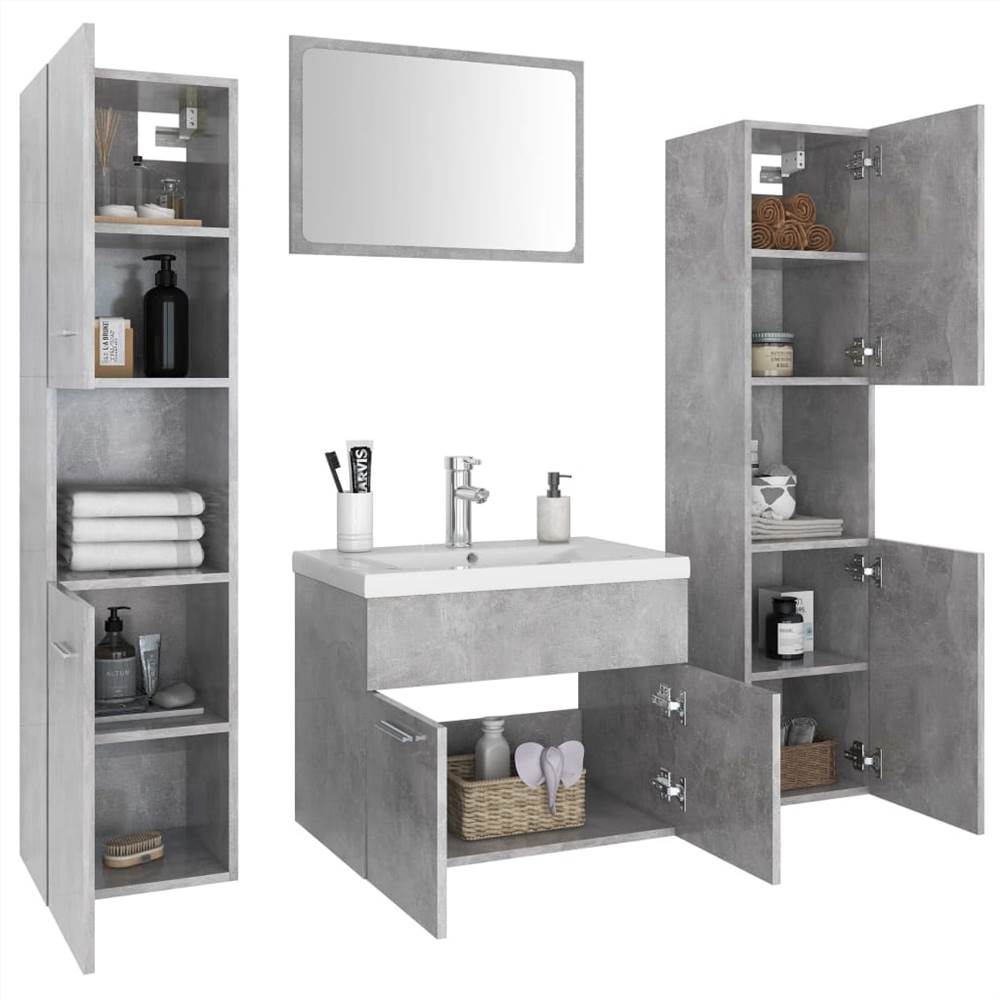 Bathroom Furniture Set Concrete Grey Chipboard