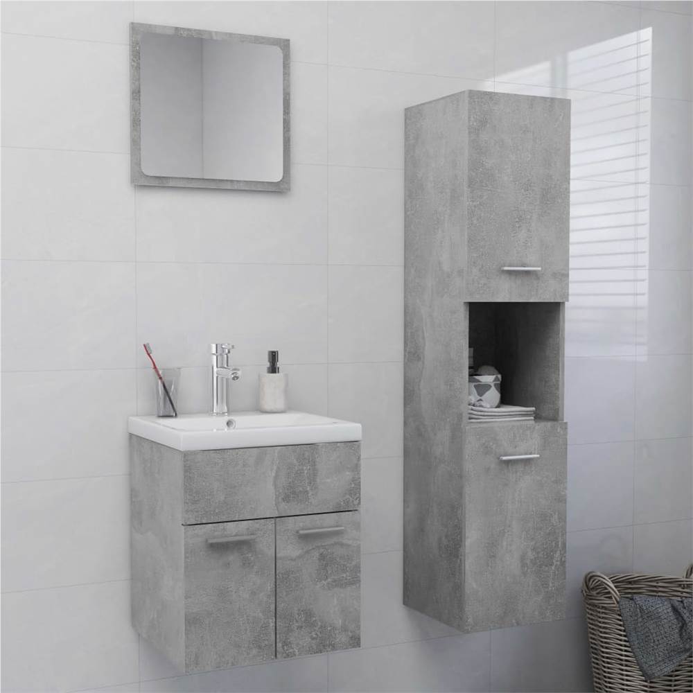 

Bathroom Furniture Set Concrete Grey Chipboard