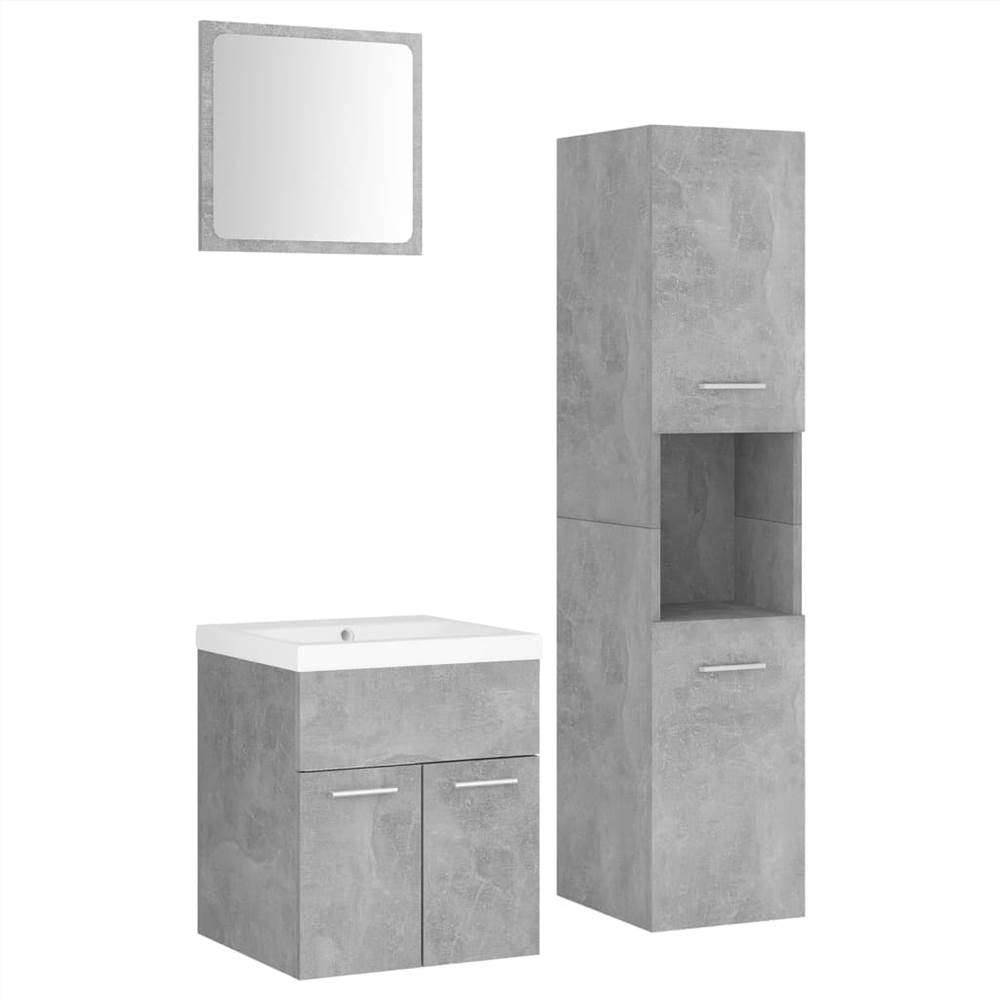 Bathroom Furniture Set Concrete Grey Chipboard