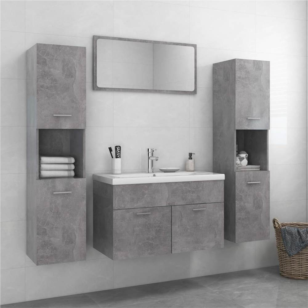 

Bathroom Furniture Set Concrete Grey Chipboard