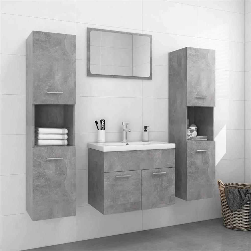 

Bathroom Furniture Set Concrete Grey Chipboard