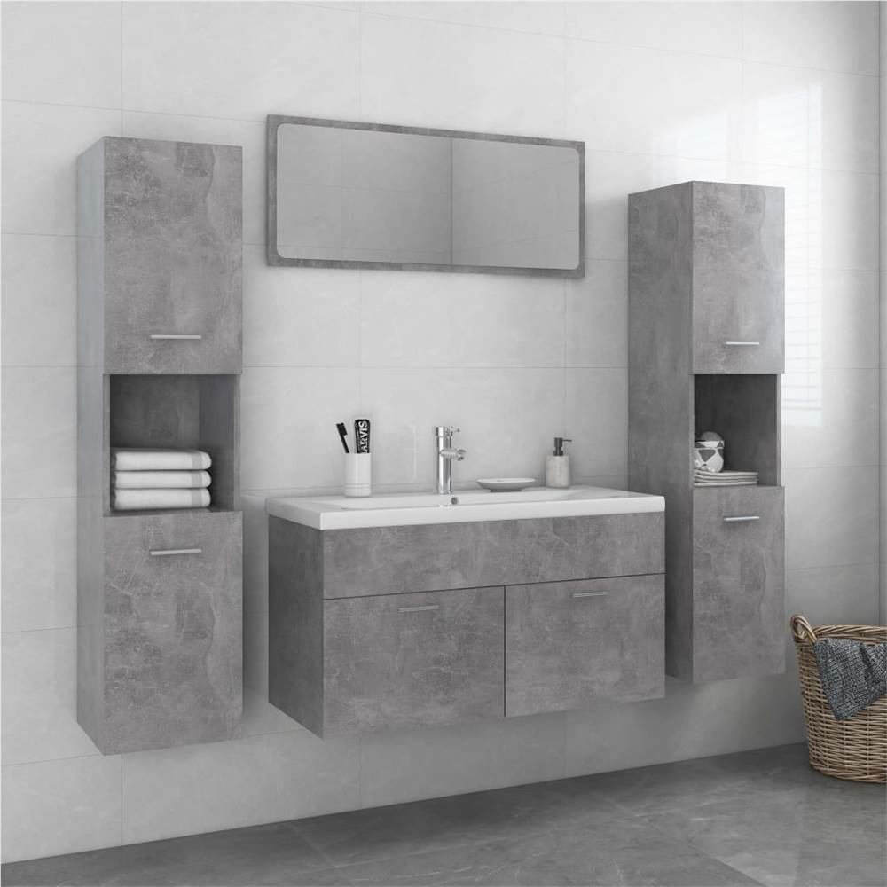 

Bathroom Furniture Set Concrete Grey Chipboard