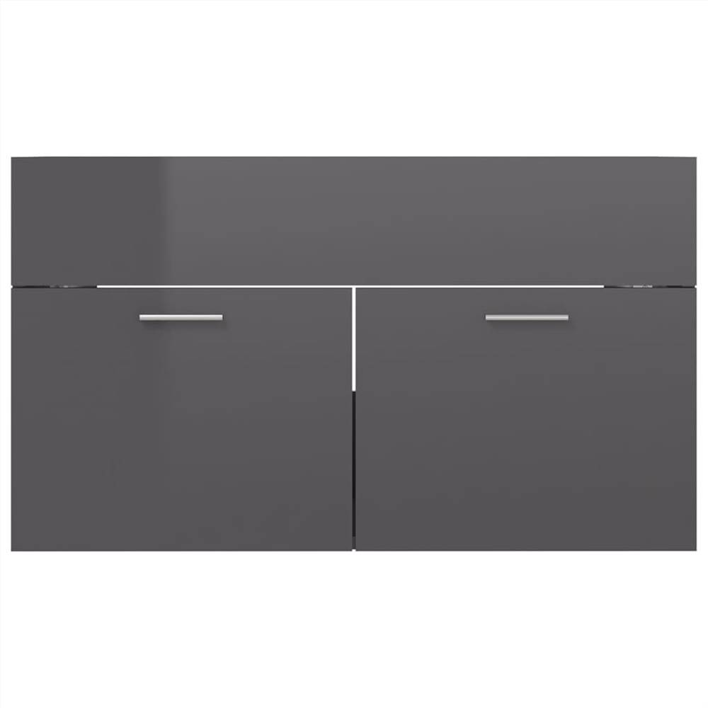 Bathroom Furniture Set High Gloss Grey Chipboard