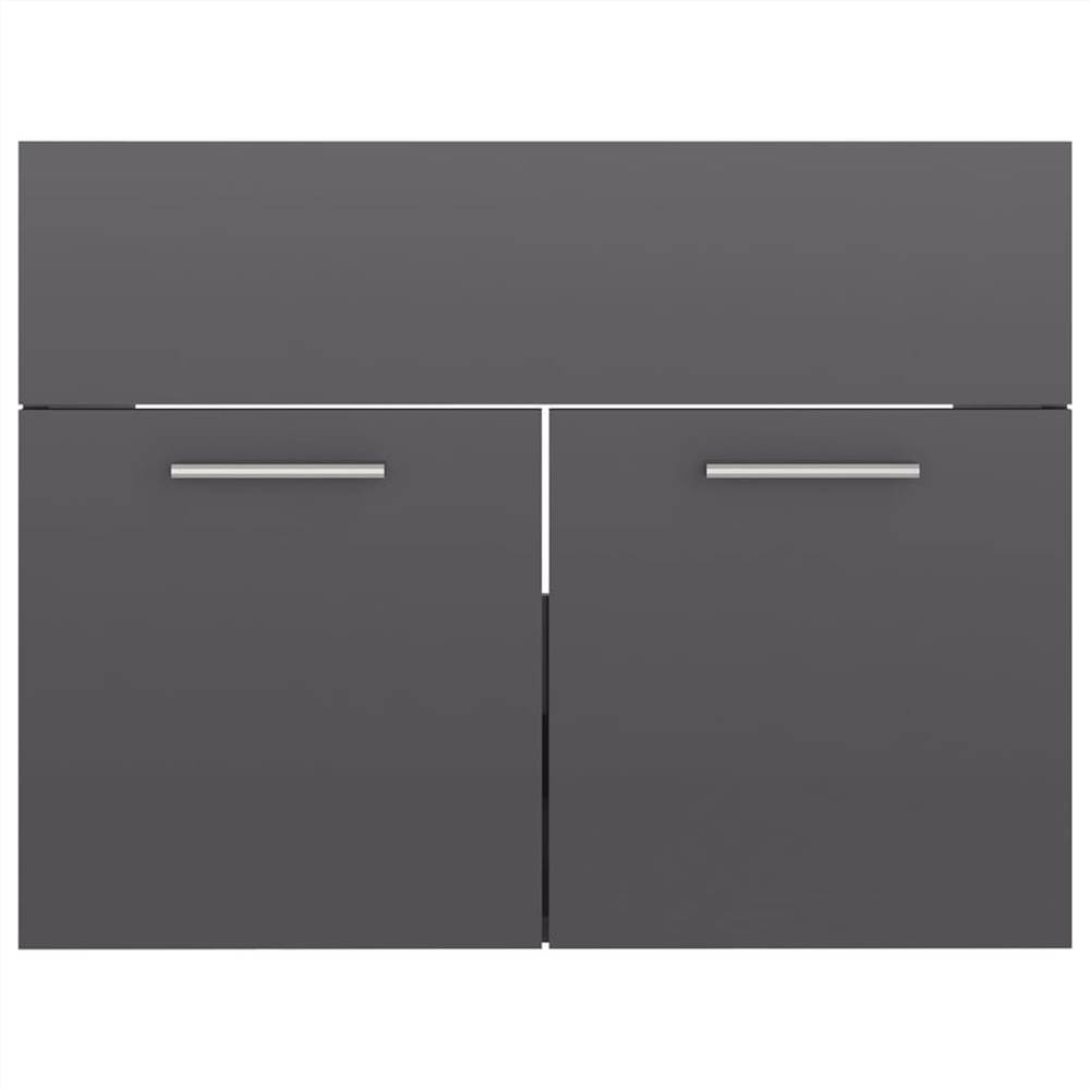 Bathroom Furniture Set High Gloss Grey Chipboard