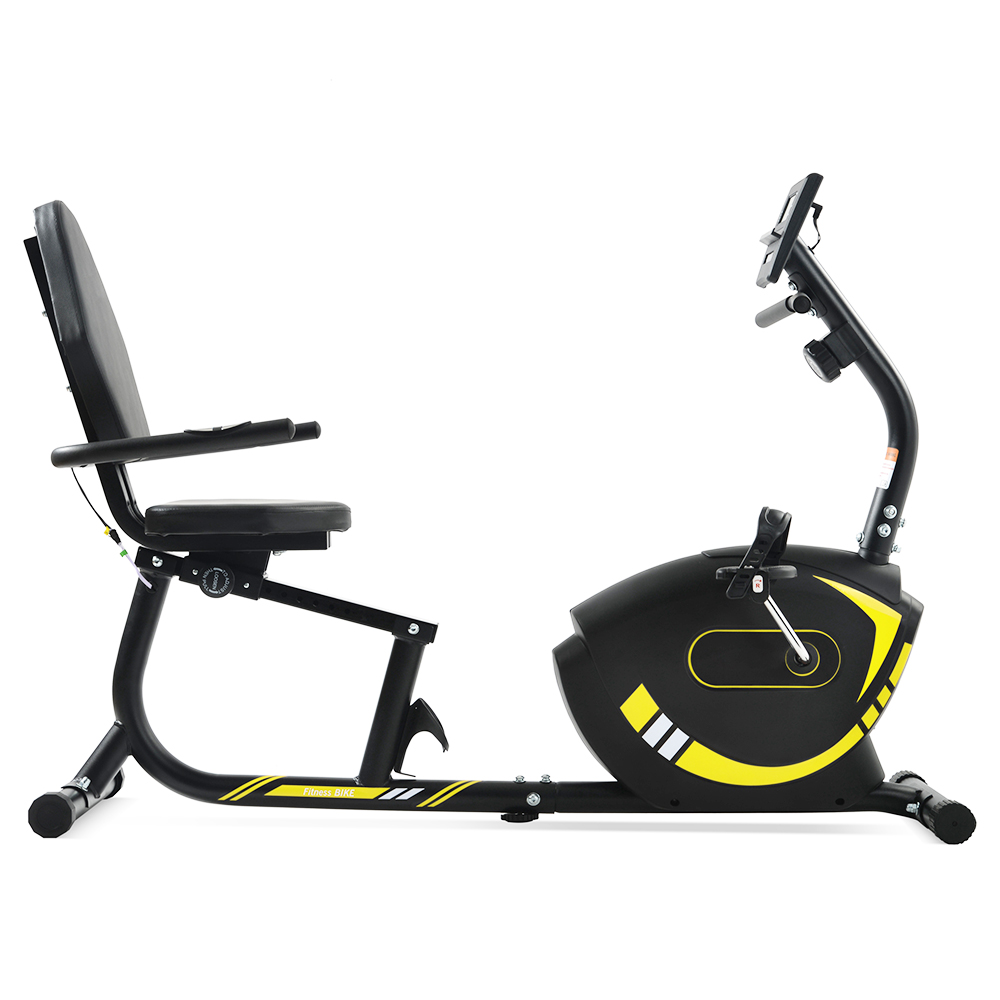 Merax Indoor Ergonomic Cyclette Regolazione del sedile Regolazione della resistenza a 8 livelli Display LCD Carico massimo 120 kg - Giallo