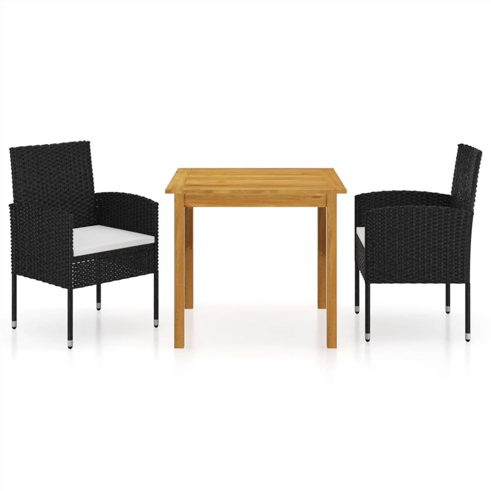 

3 Piece Garden Dining Set Black