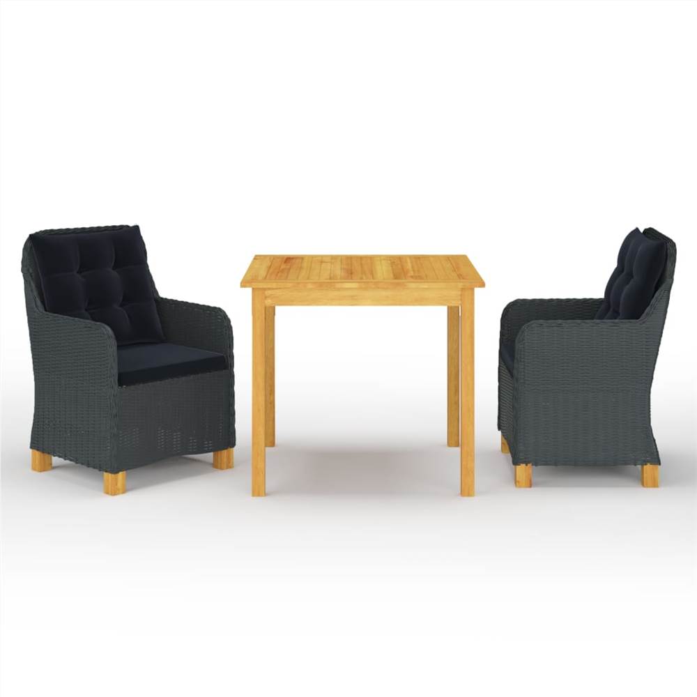 

3 Piece Garden Dining Set Dark Grey