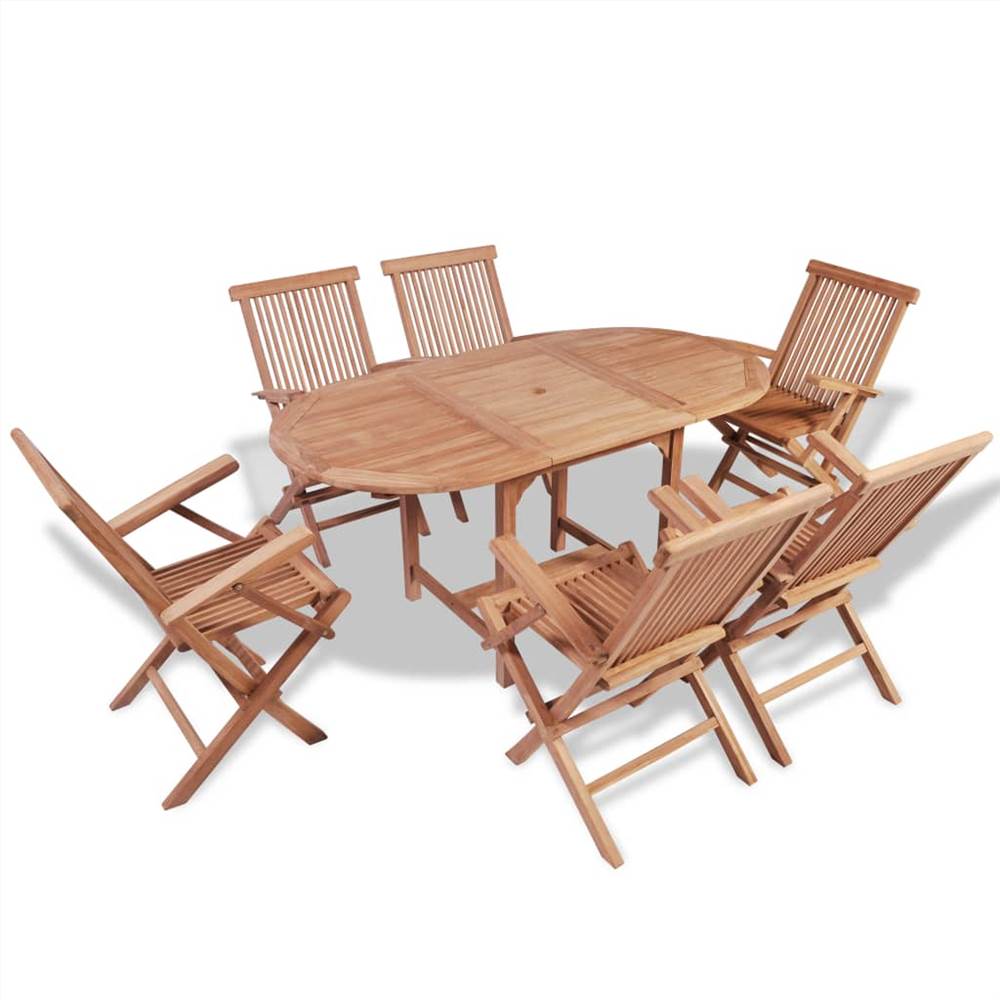 

7 Piece Outdoor Dining Set Solid Teak Wood