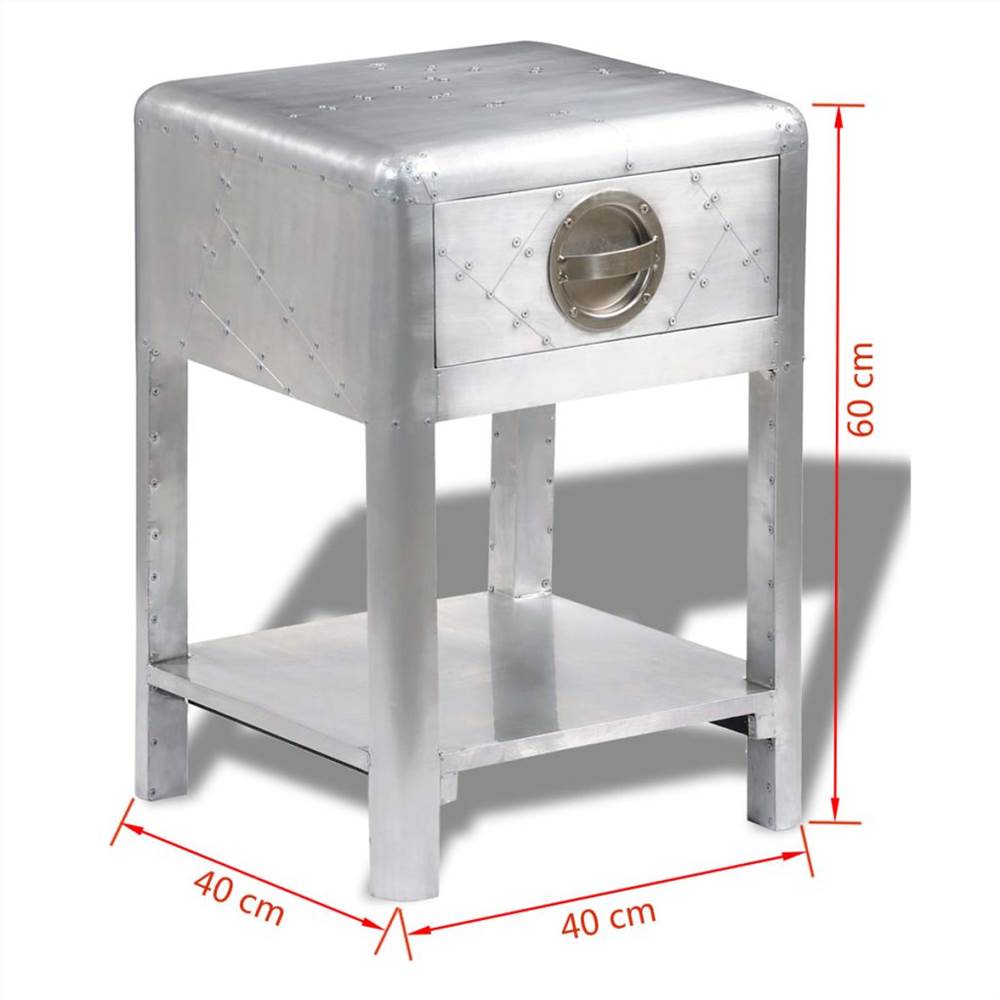 Aviator End Table with 1 Drawer Vintage Aircraft Airman Style