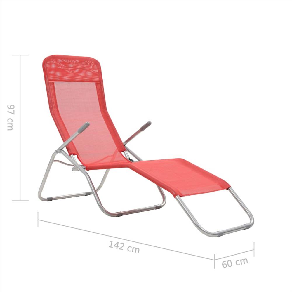 Folding Sun Loungers 2 pcs Textilene Red