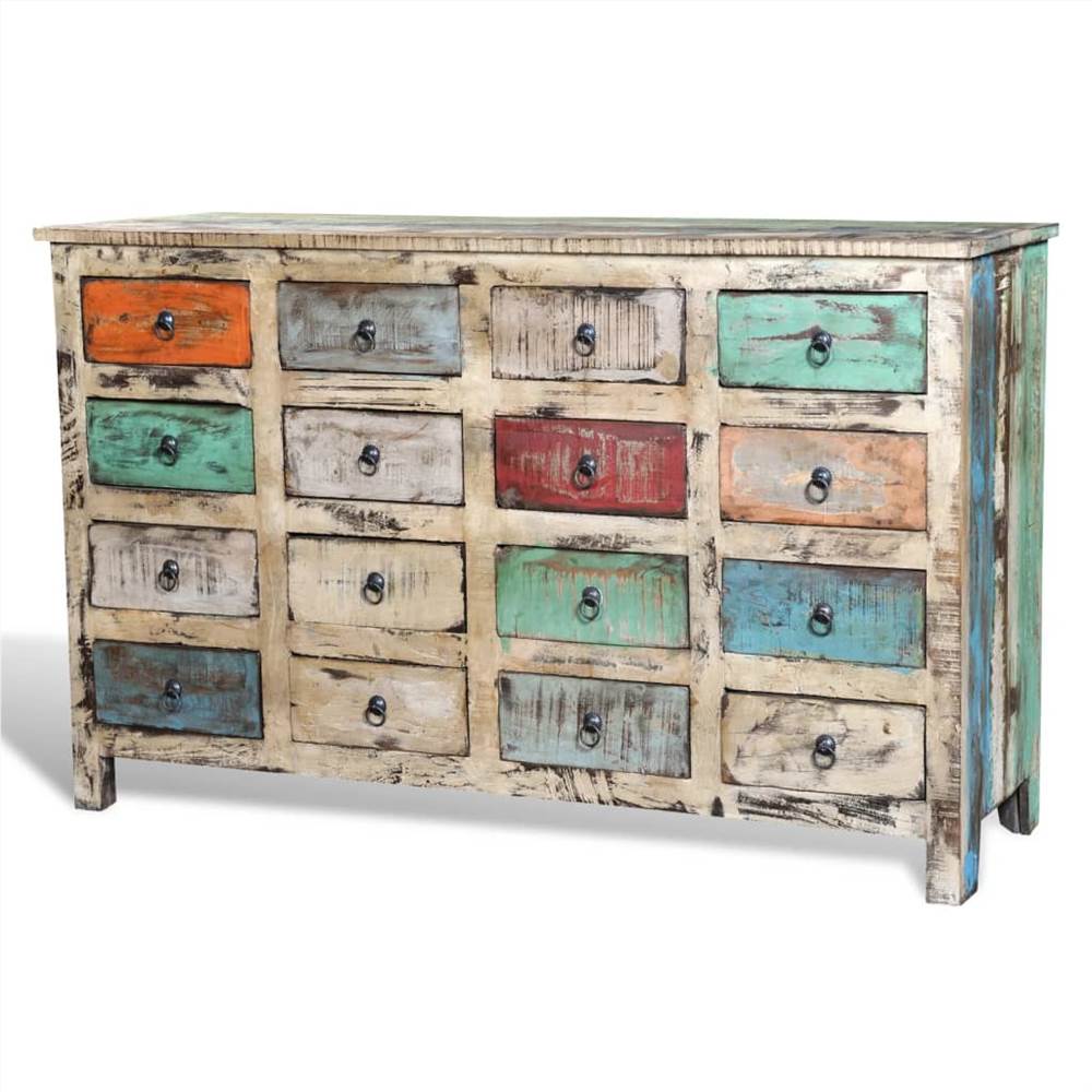 Reclaimed Cabinet Solid Wood Multicolour with 16 Drawers